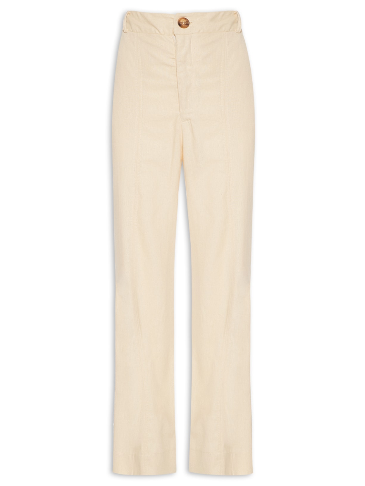 Calça Feminina Recorte Com Botão - Bege