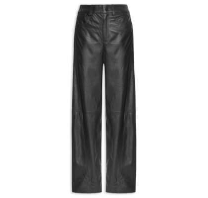 Calça Feminina Recorte Couro Tokio - Preto