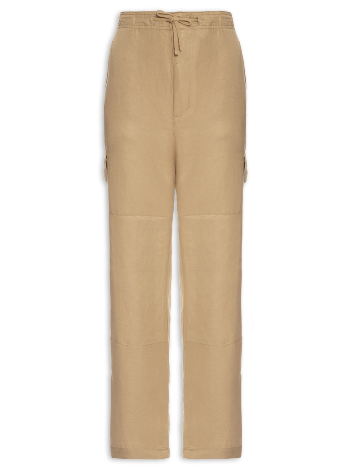 Calça Feminina Recortes Bolsos - Bege