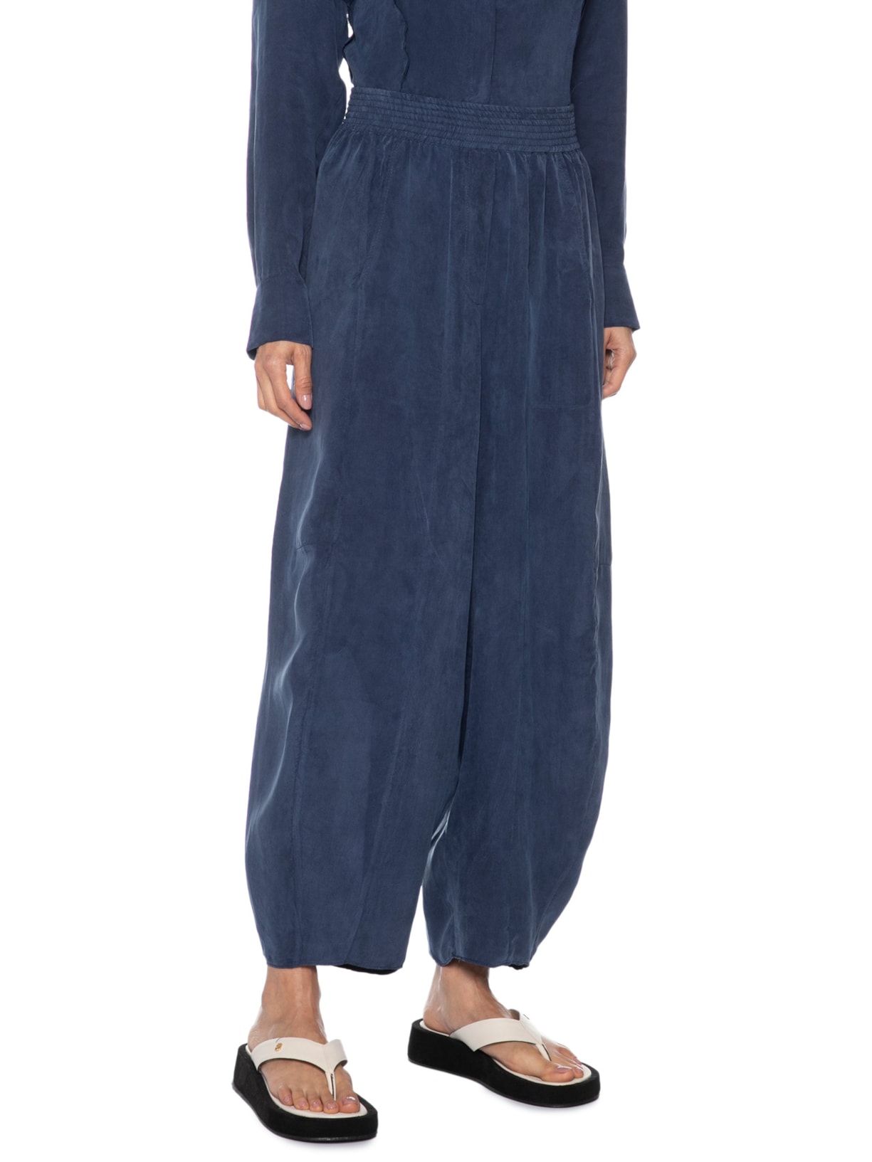 Calça Feminina Recortes Cupro – Azul Osklen