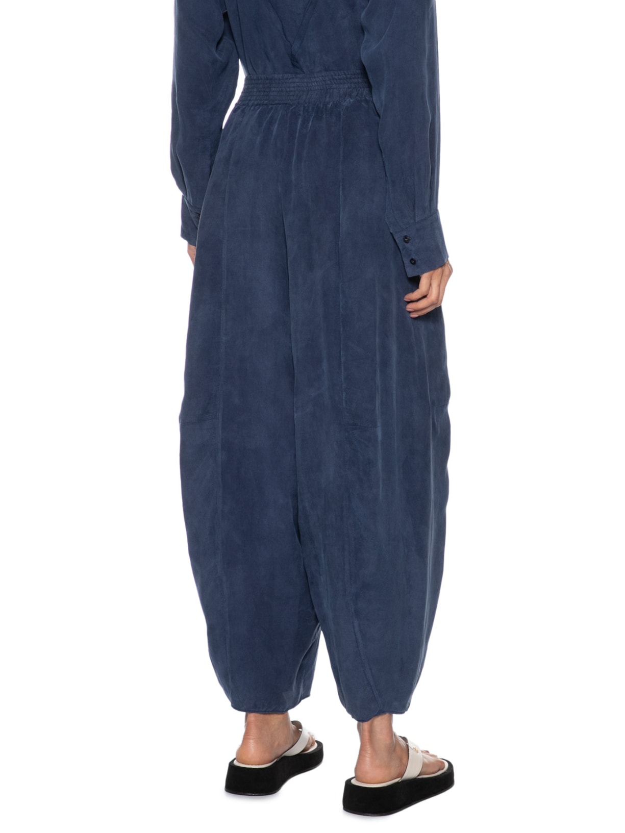 Calça Feminina Recortes Cupro – Azul Osklen