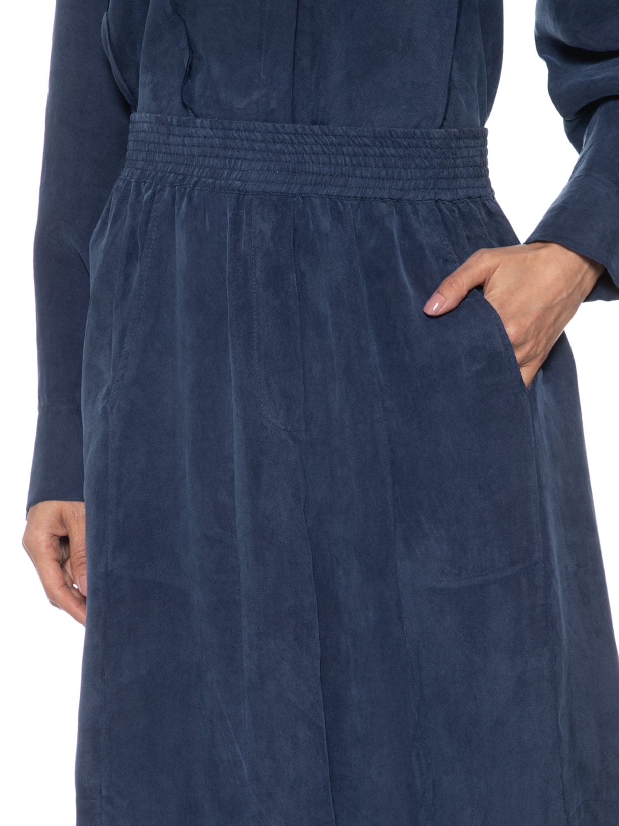 Calça Feminina Recortes Cupro – Azul Osklen