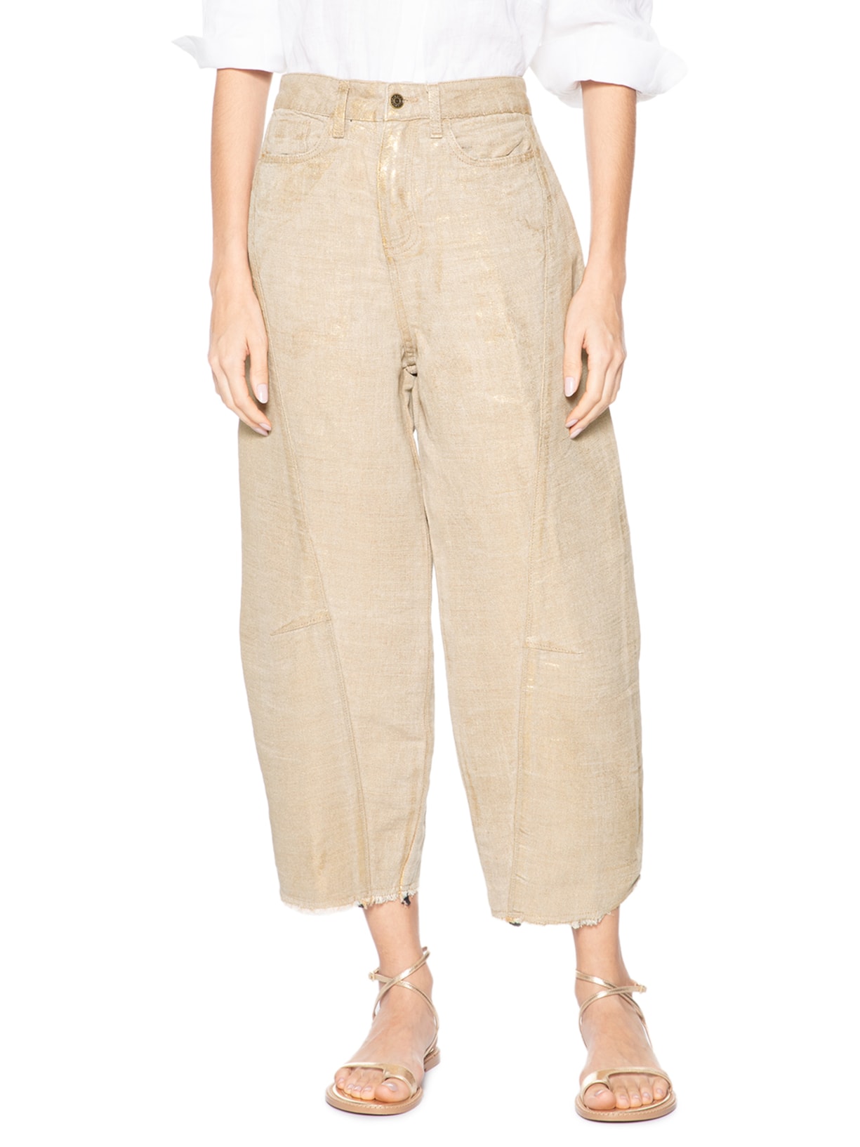 Calça Feminina Recortes Juta Gold Dourado Osklen