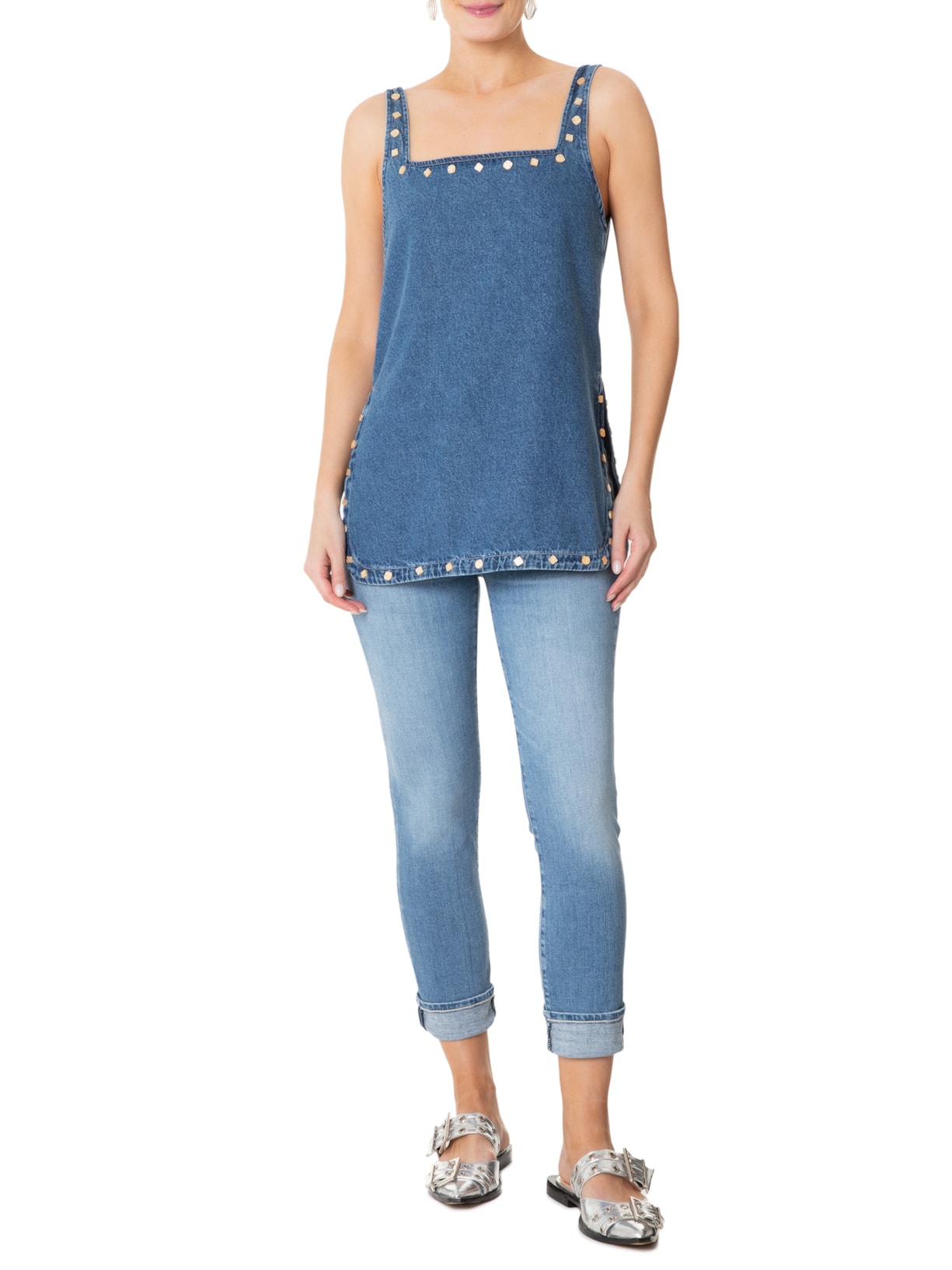 Calça Feminina Relaxed Skinny Slim Illusion Mare Azul 7 For All Mankind