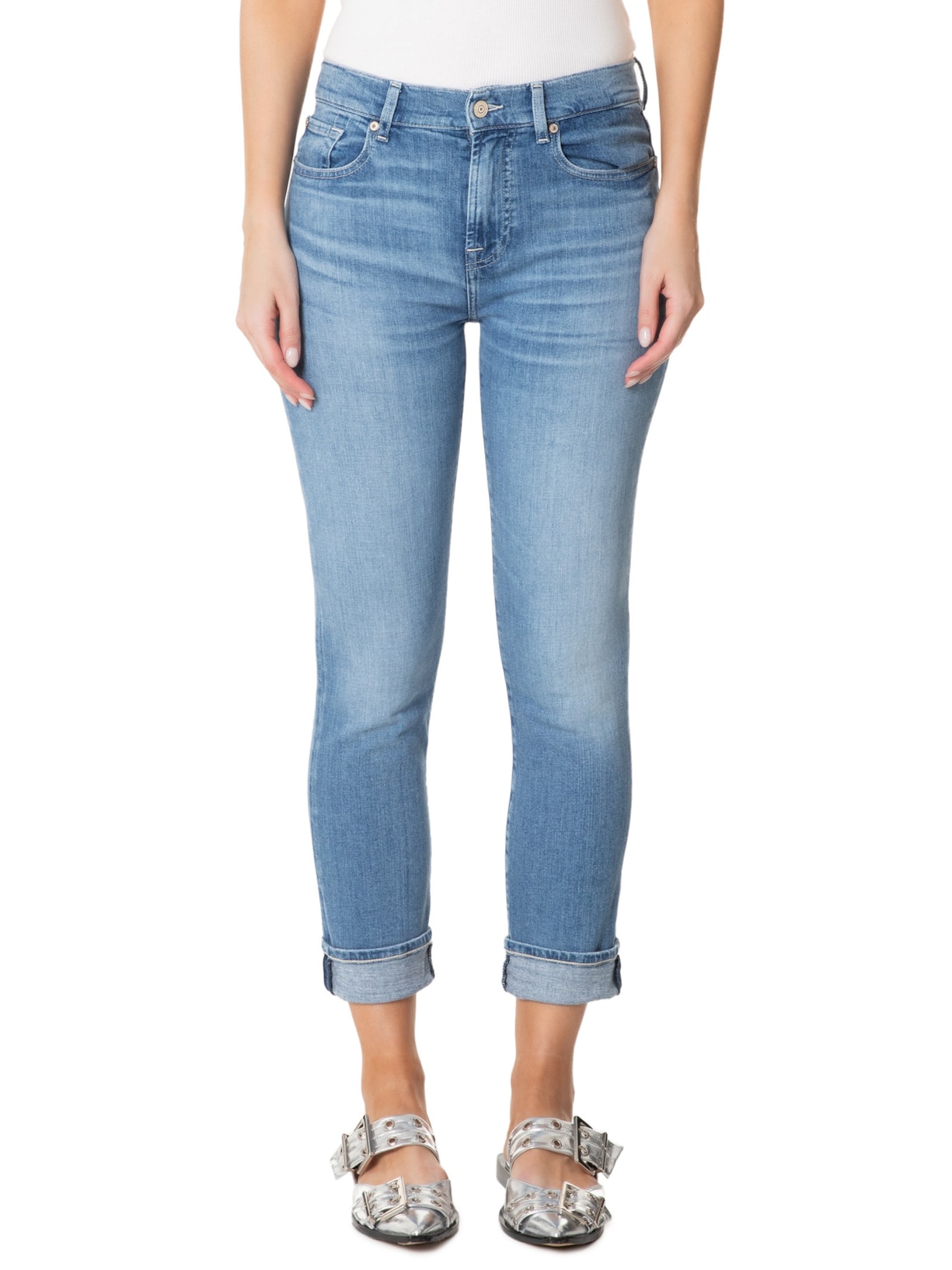 Calça Feminina Relaxed Skinny Slim Illusion Mare Azul 7 For All Mankind