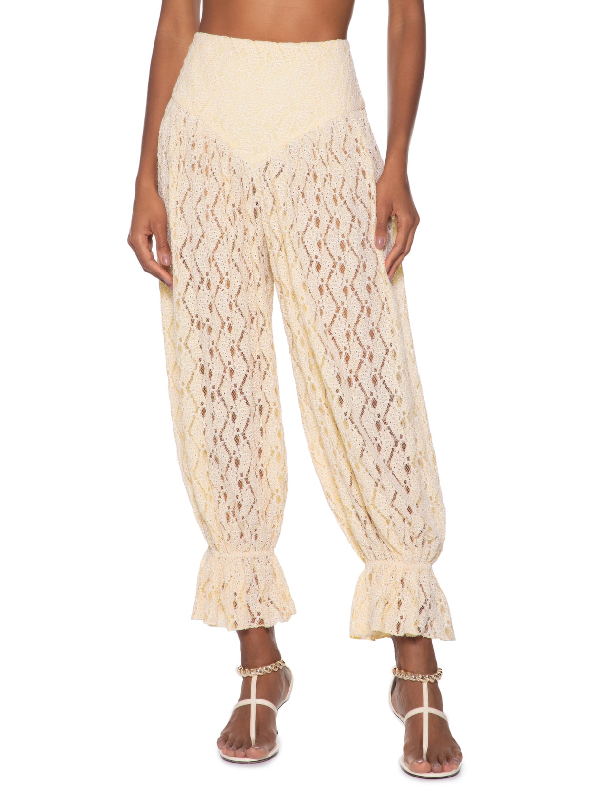 Calça Feminina Rendinha Azulejo Bege Paula Raia