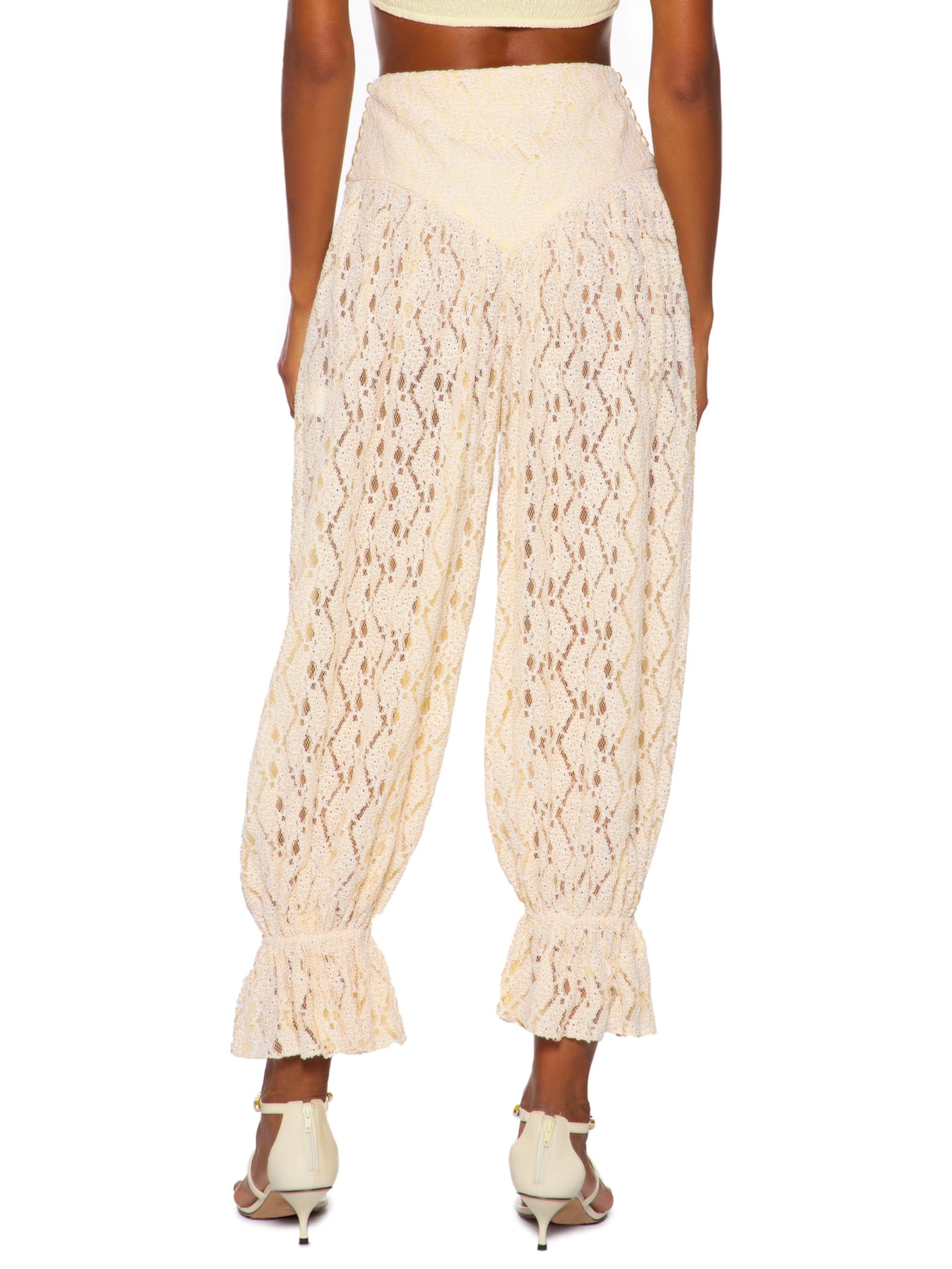 Calça Feminina Rendinha Azulejo Bege Paula Raia