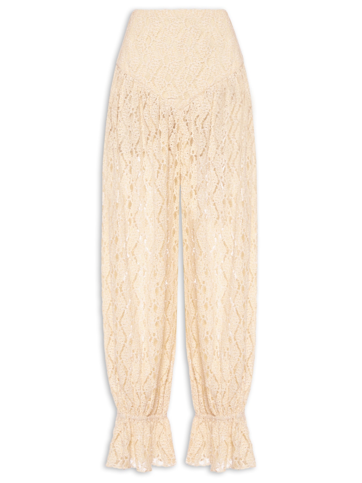 Calça Feminina Rendinha Azulejo Bege Paula Raia