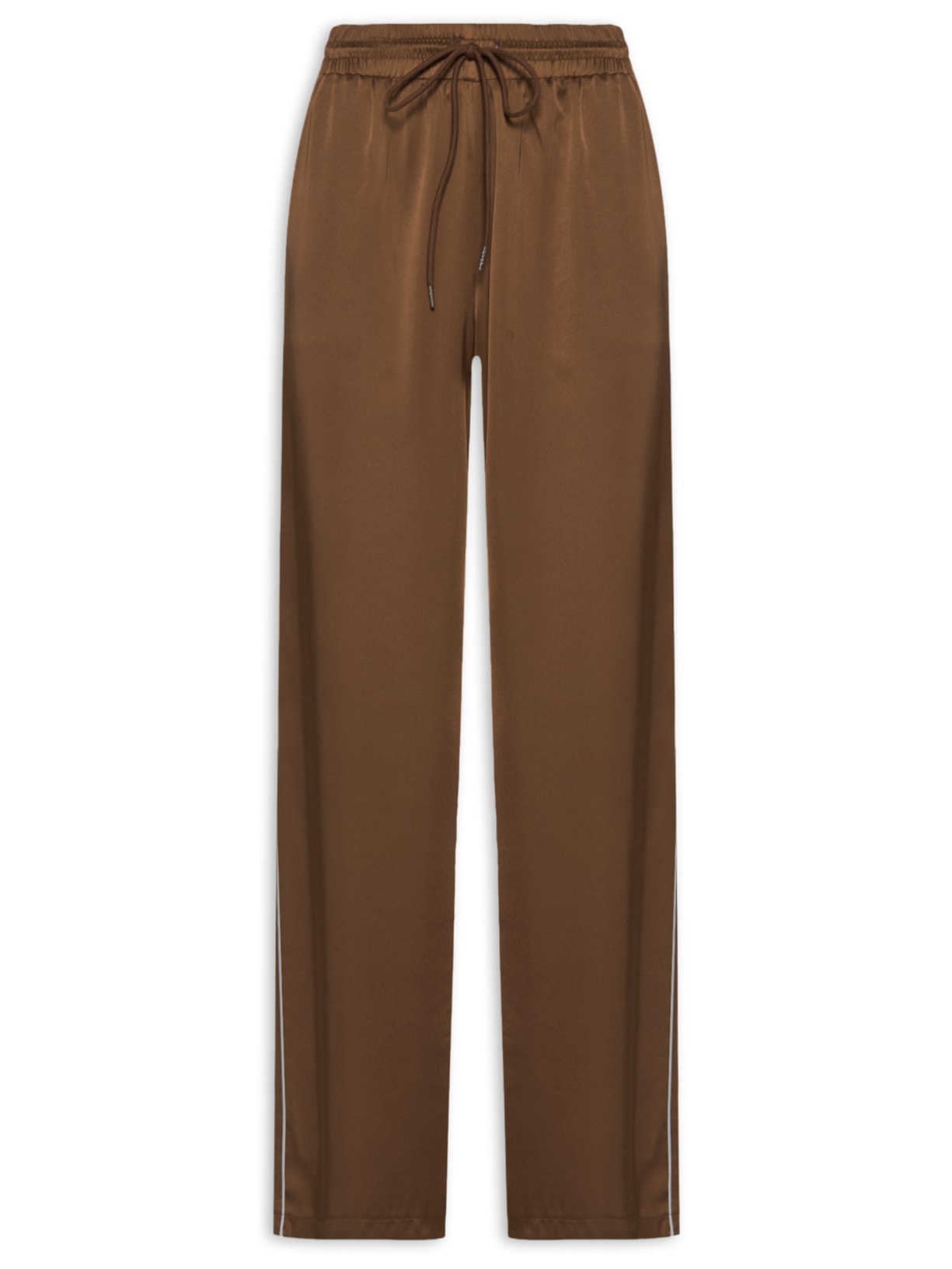 Calça Feminina Reta Acetinada - Marrom