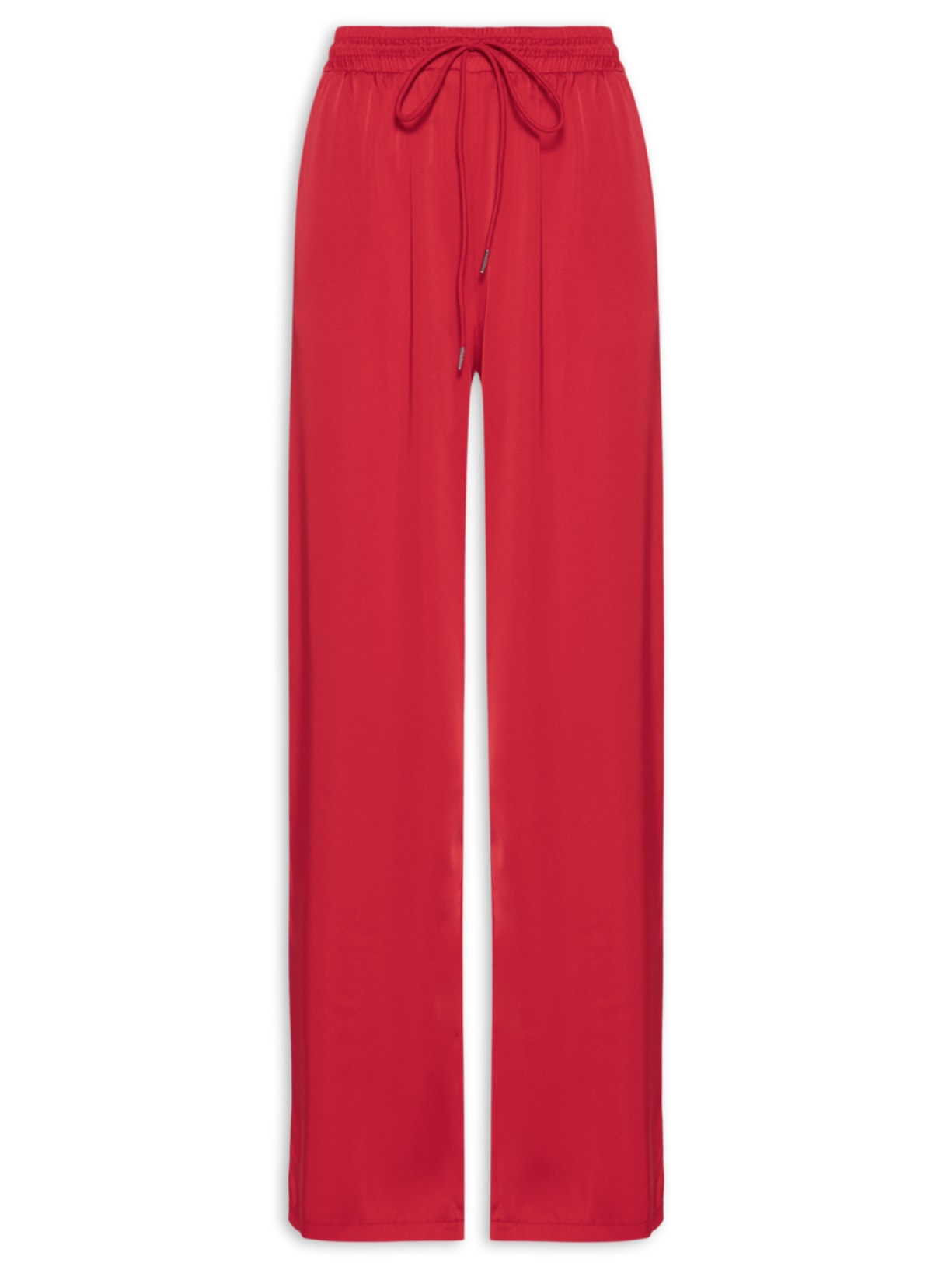 Calça Feminina Reta Acetinada - Vermelho