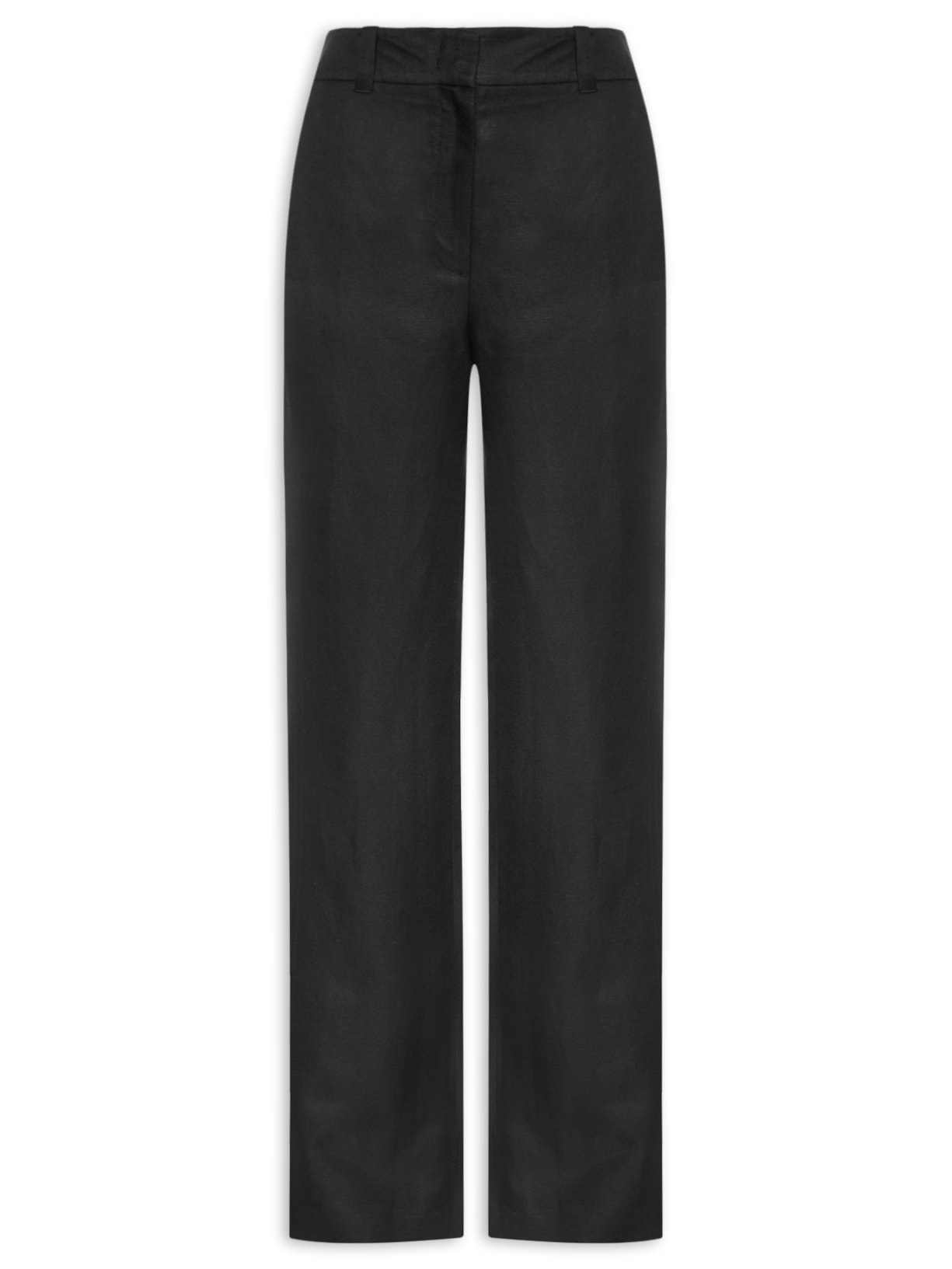 Calça Feminina  Reta Alfaiataria com Linho Preto Animale