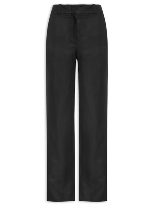 Calça Feminina Reta Alfaiataria Com Linho - Preto