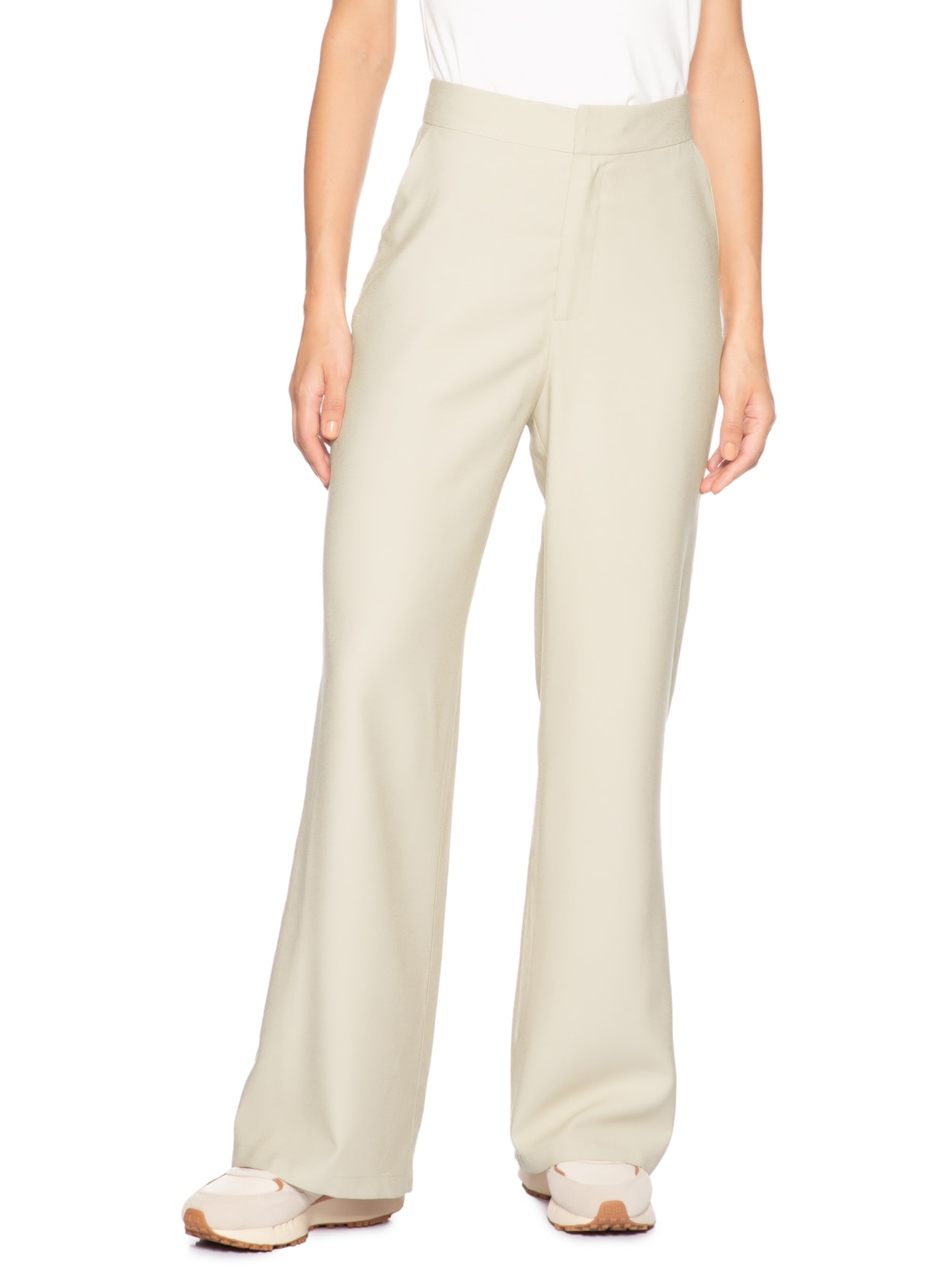 Calça Feminina Reta Básica Bege Basiq