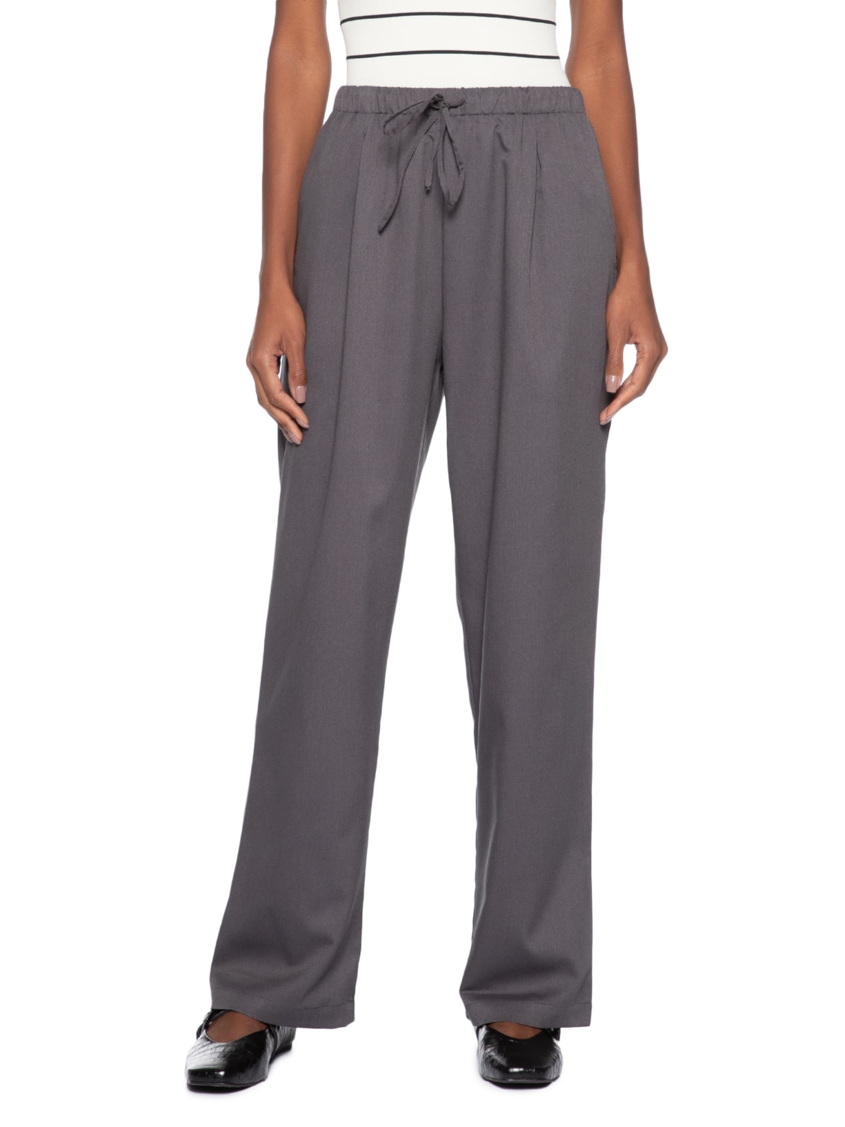 Calça Feminina Reta Básica Cinza Basiq