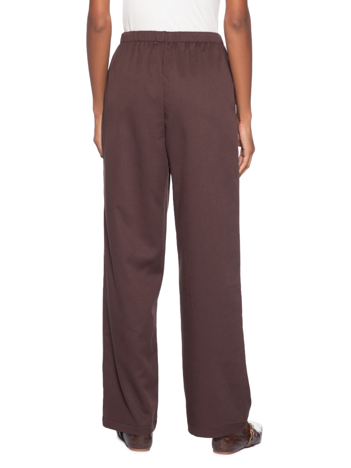 Calça Feminina Reta Básica Marrom Basiq