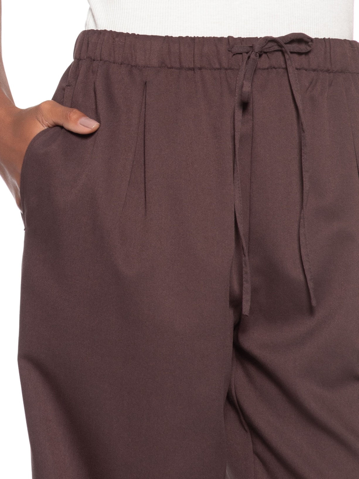 Calça Feminina Reta Básica Marrom Basiq