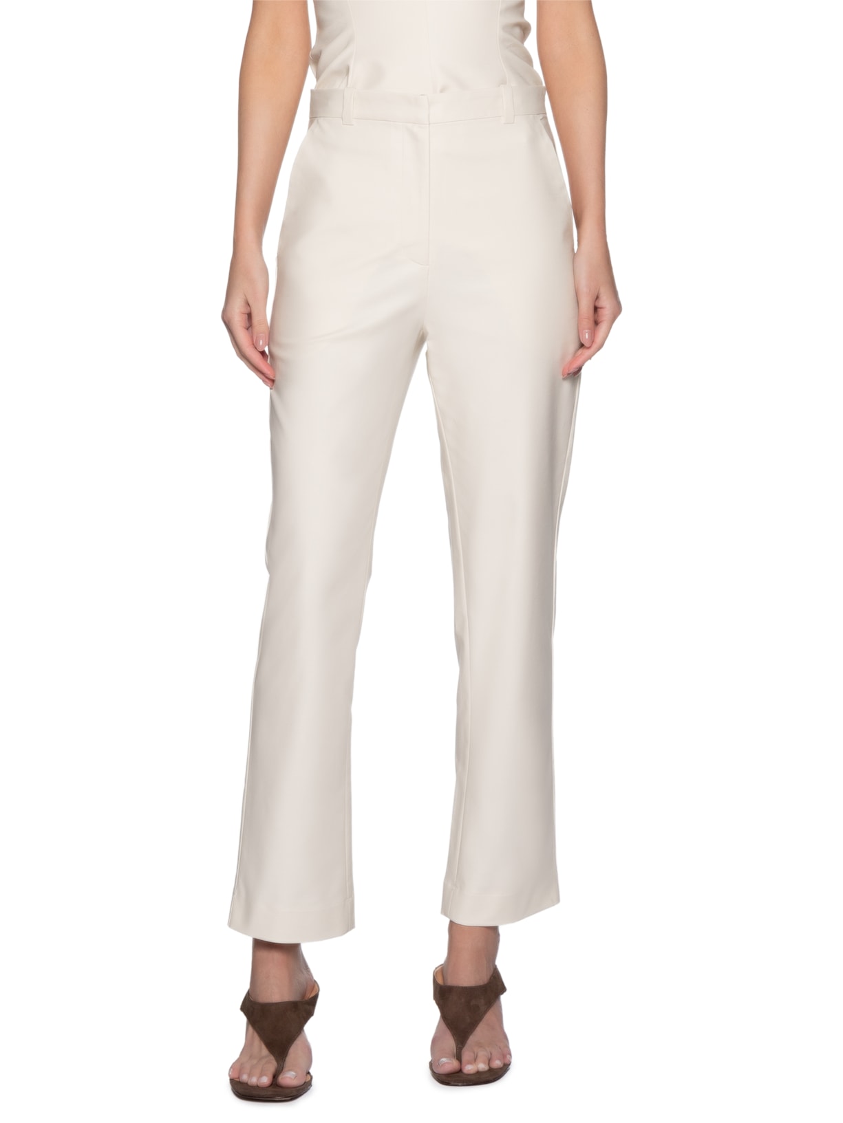 Calça Feminina Reta Bolso Faca Off White Andrea Marques