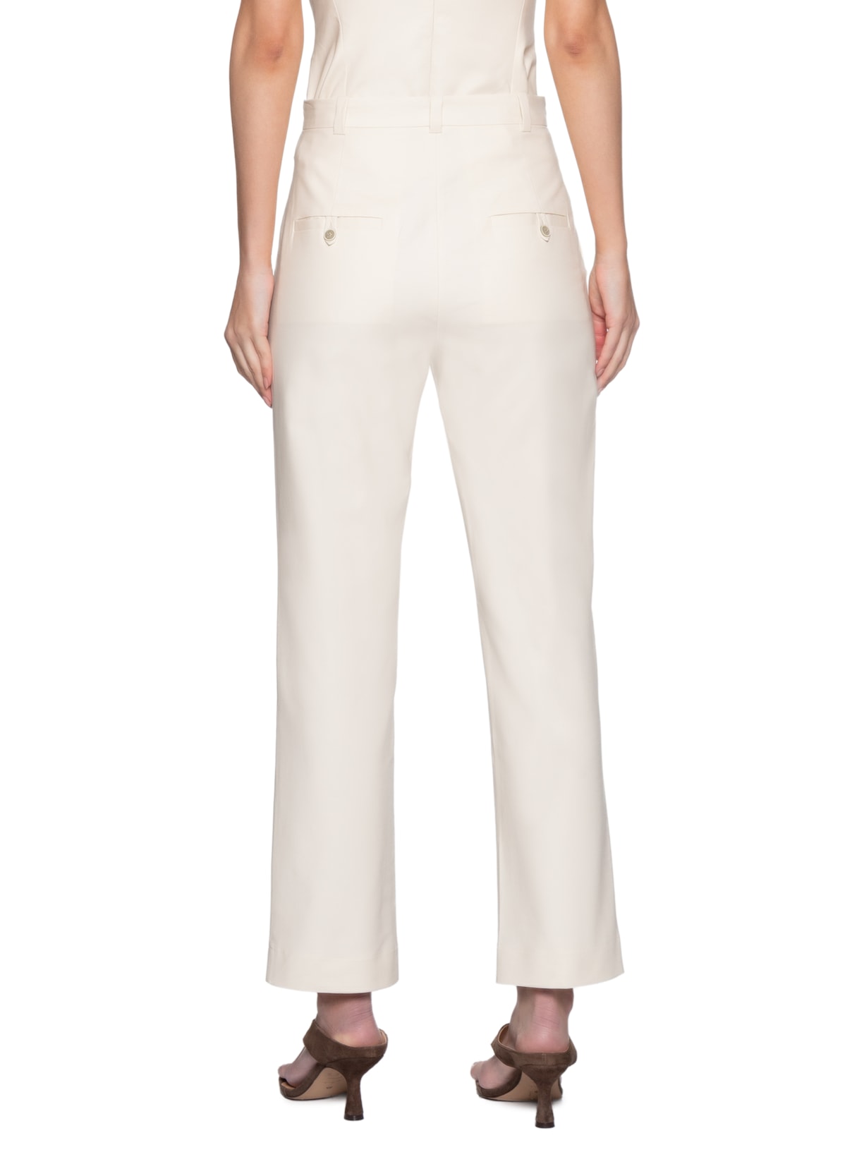 Calça Feminina Reta Bolso Faca Off White Andrea Marques