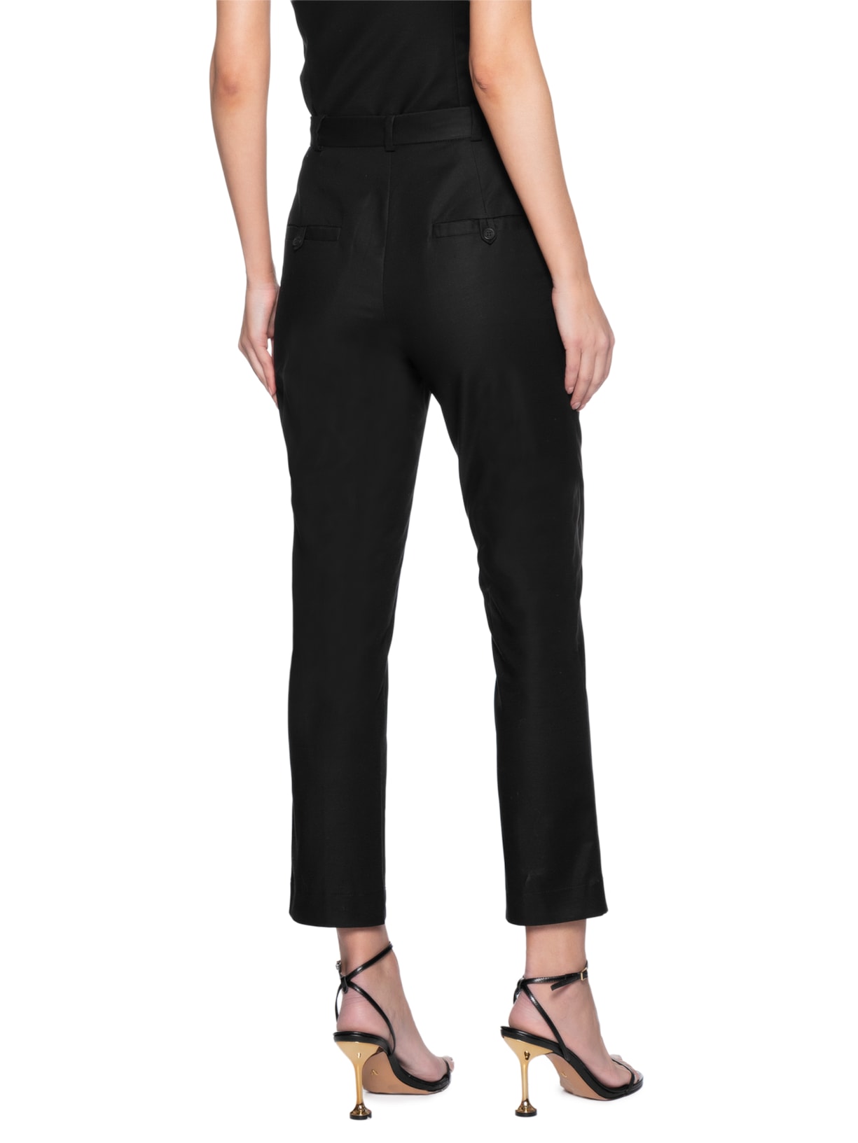 Calça Feminina Reta Bolso Faca Preto Andrea Marques