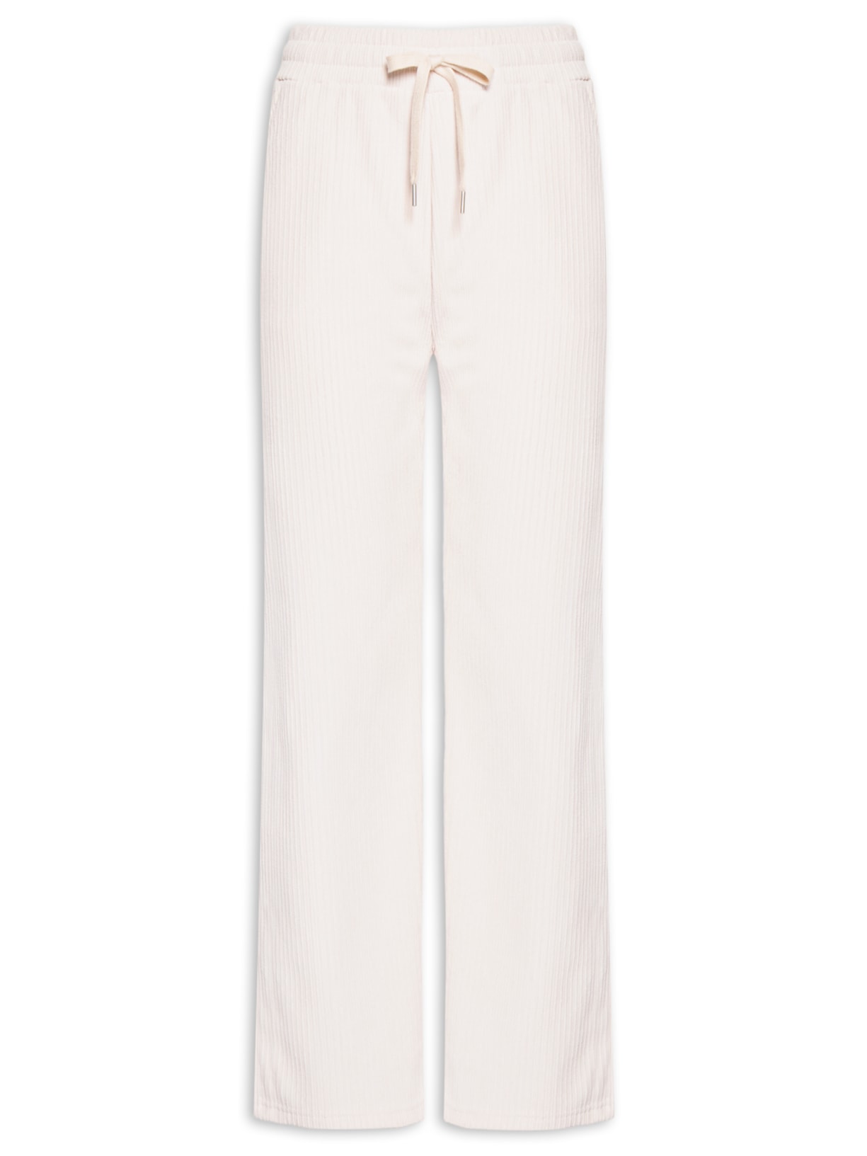 Calça Feminina Reta Canelada Aveludada Off White Basiq