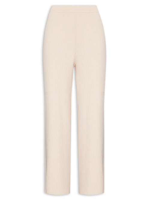 Calça Feminina Reta Canelada - Bege