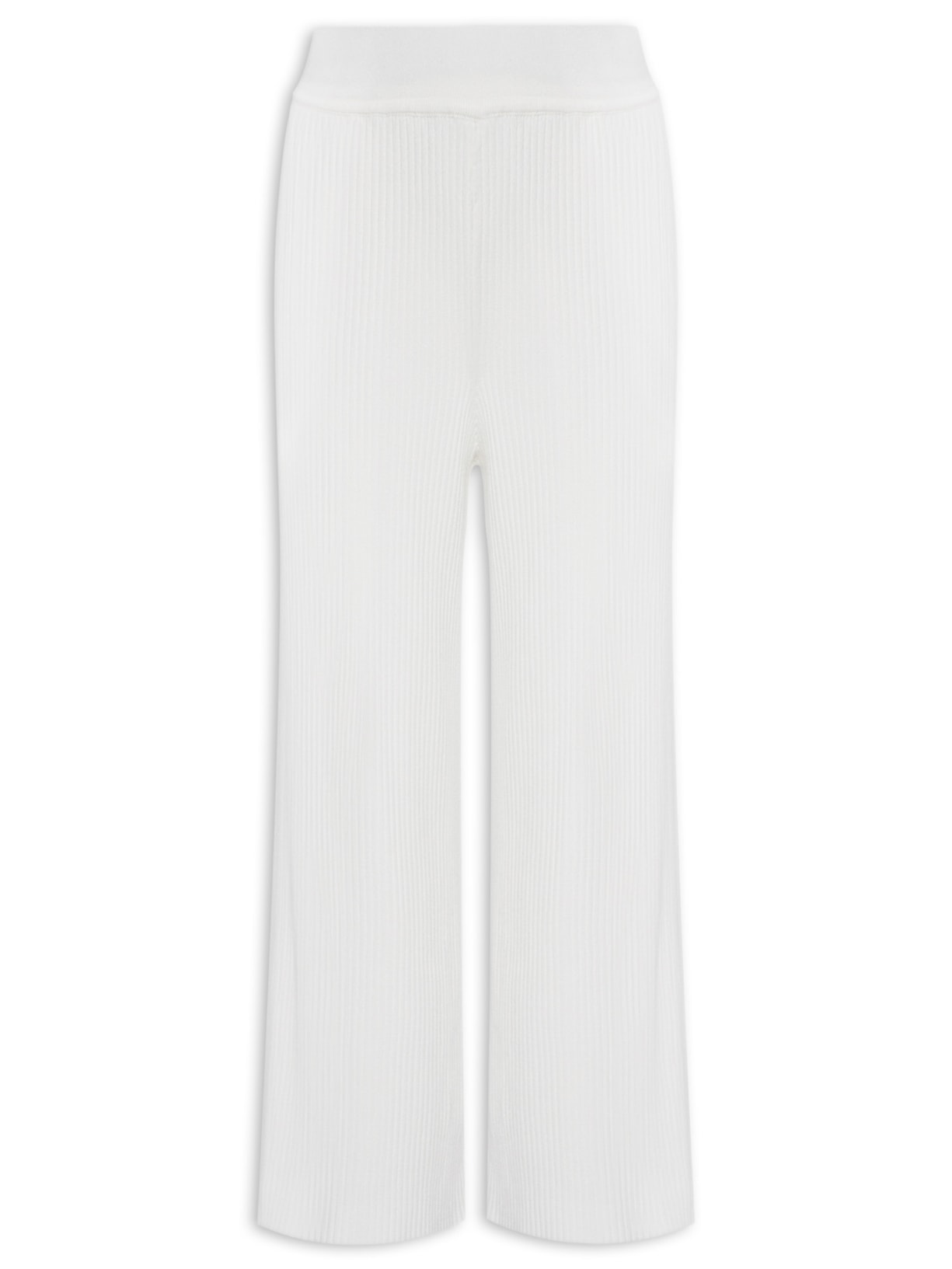 Calça Feminina Reta Canelada - Branco