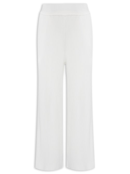 Calça Feminina Reta Canelada - Branco
