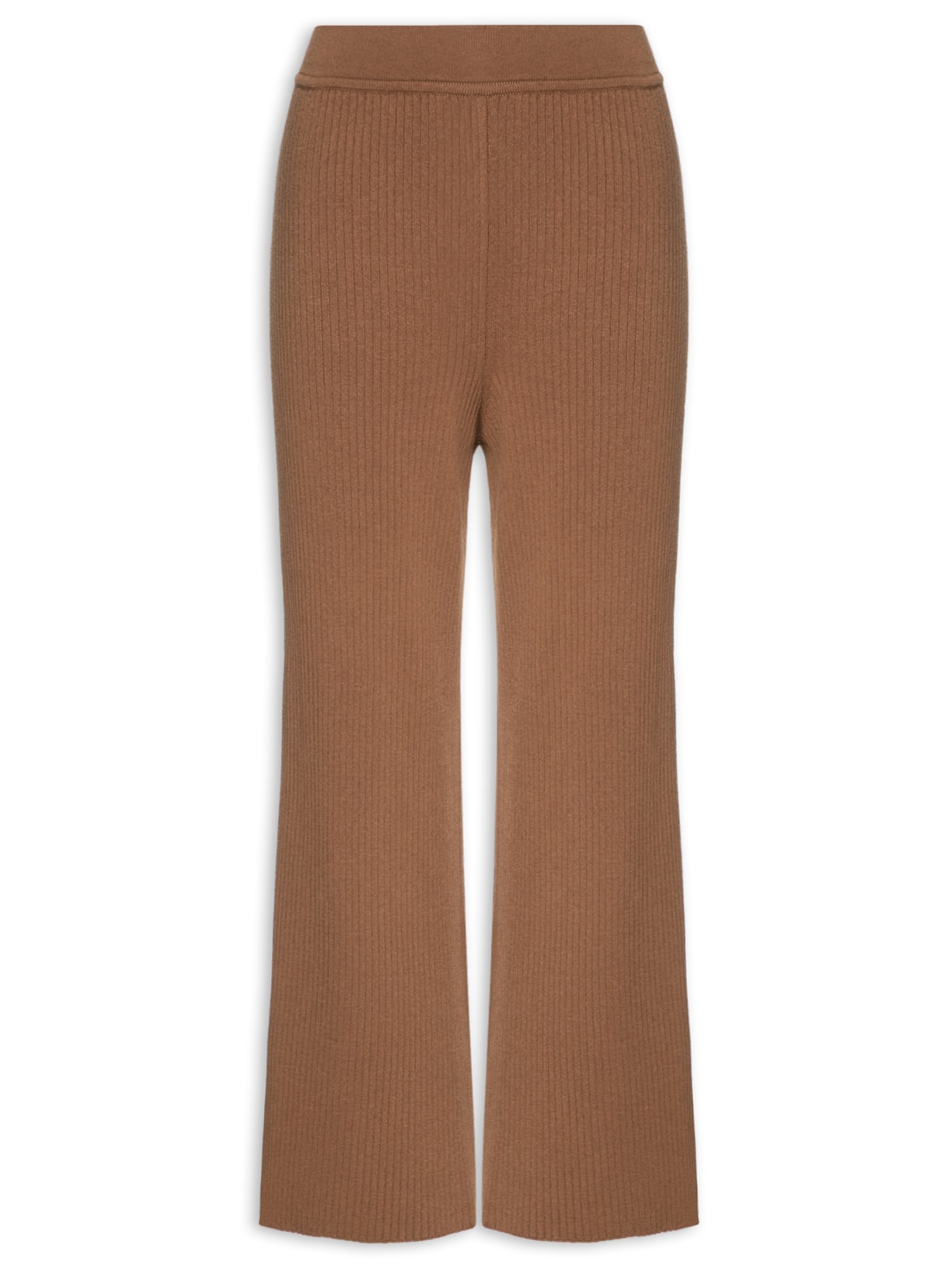 Calça Feminina Reta Canelada - Marrom