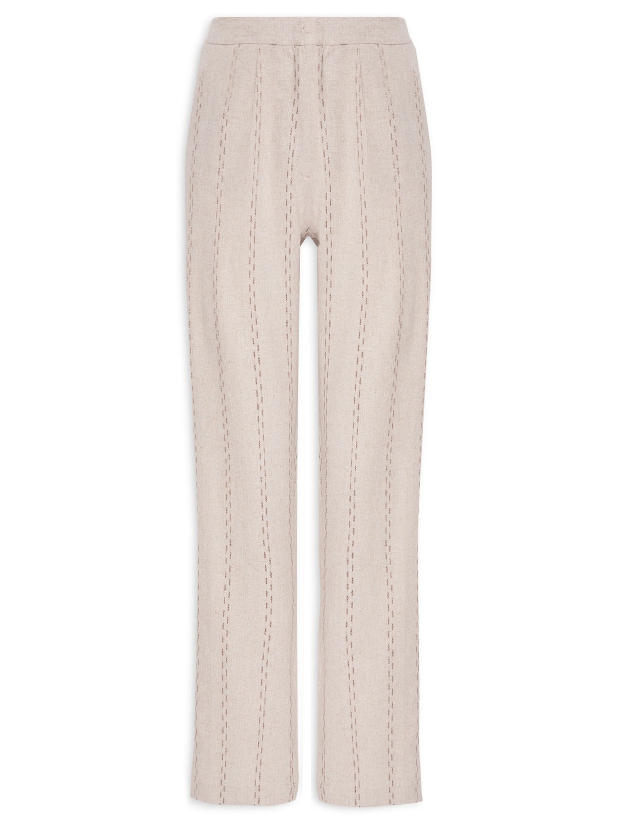 Calça Feminina Reta Cintura Alta - Bege