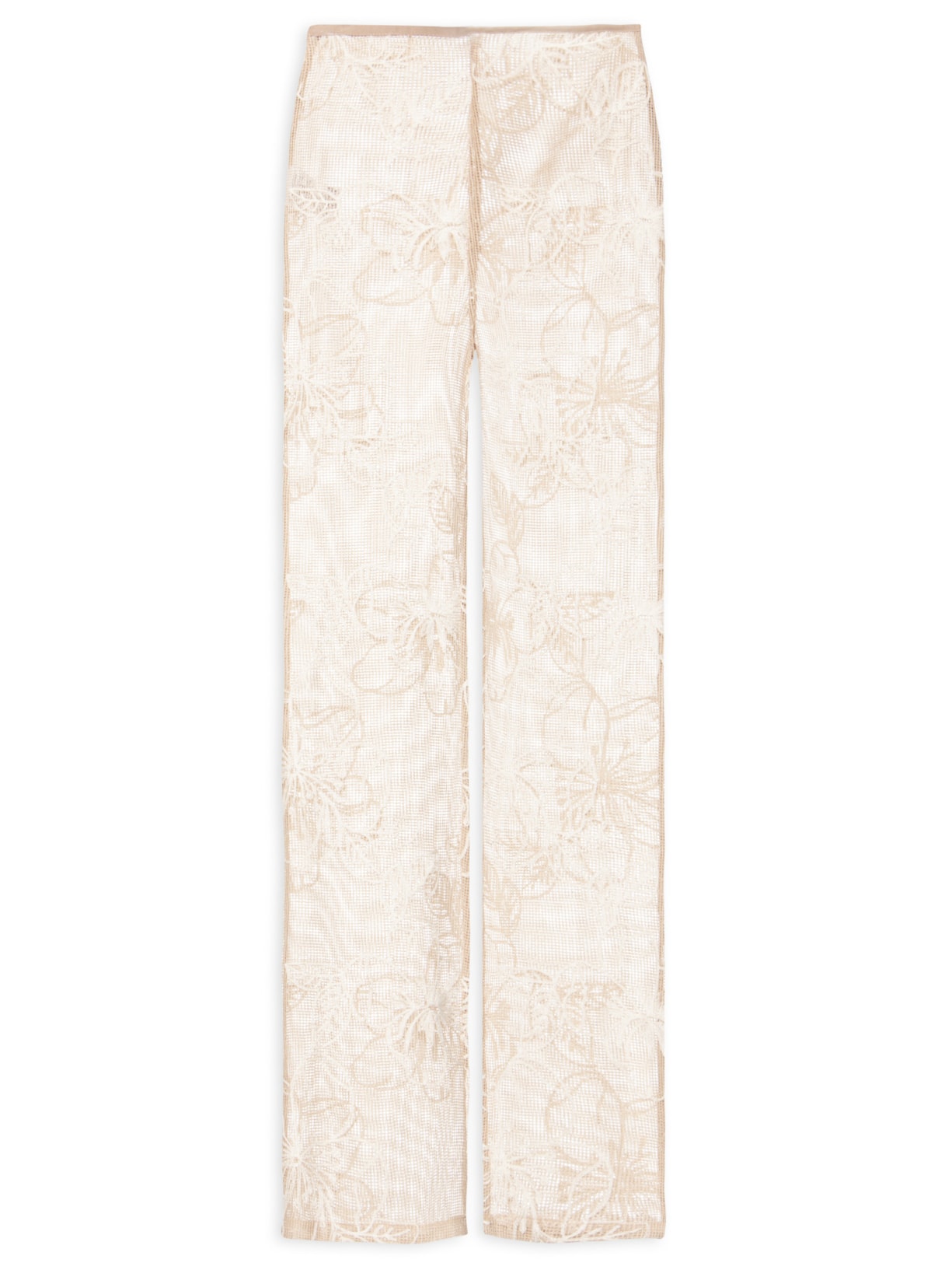 Calça Feminina Reta Cintura Alta - Bege