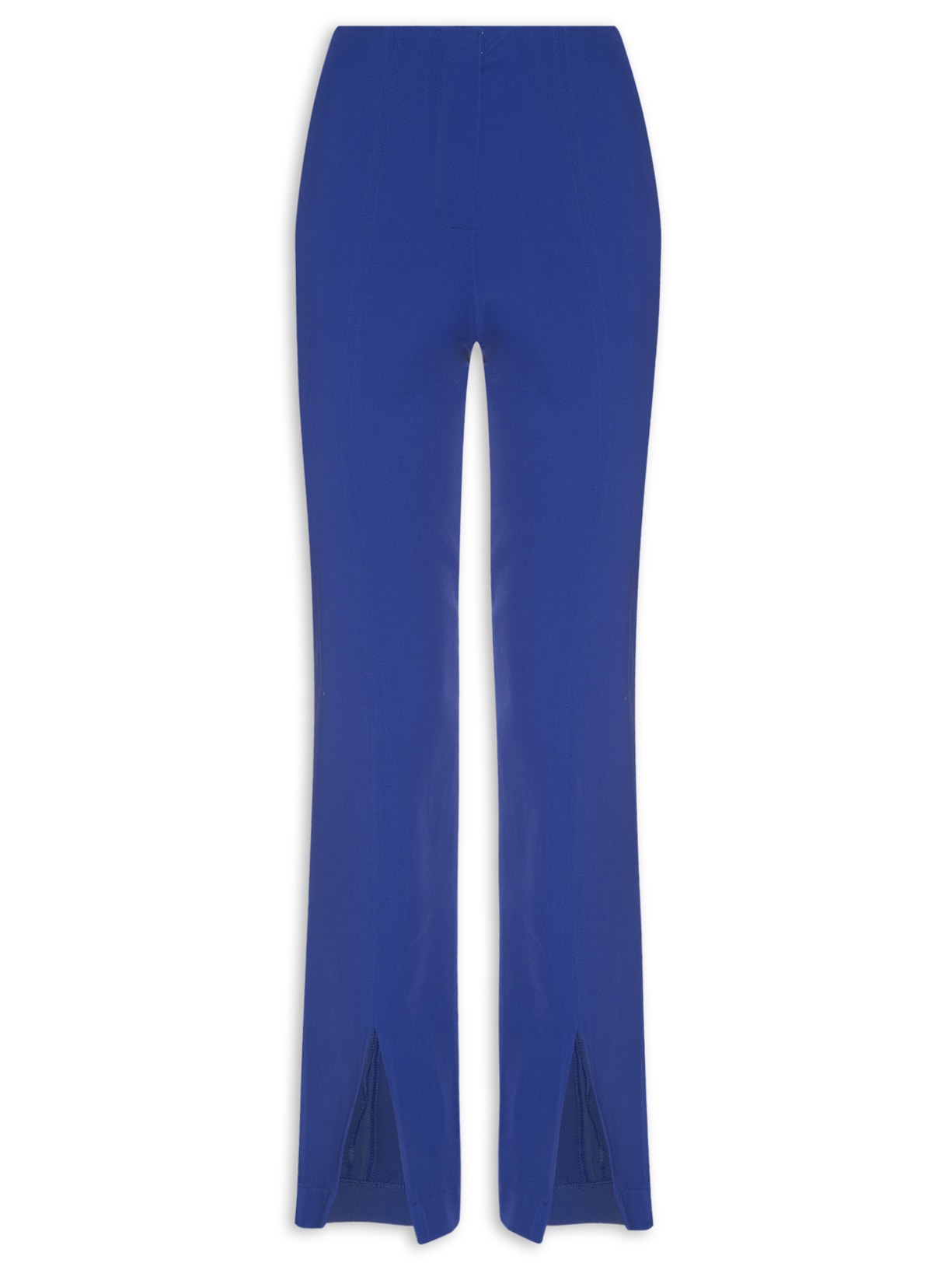 Calça Feminina Reta Cintura Alta Em Crepe - Azul