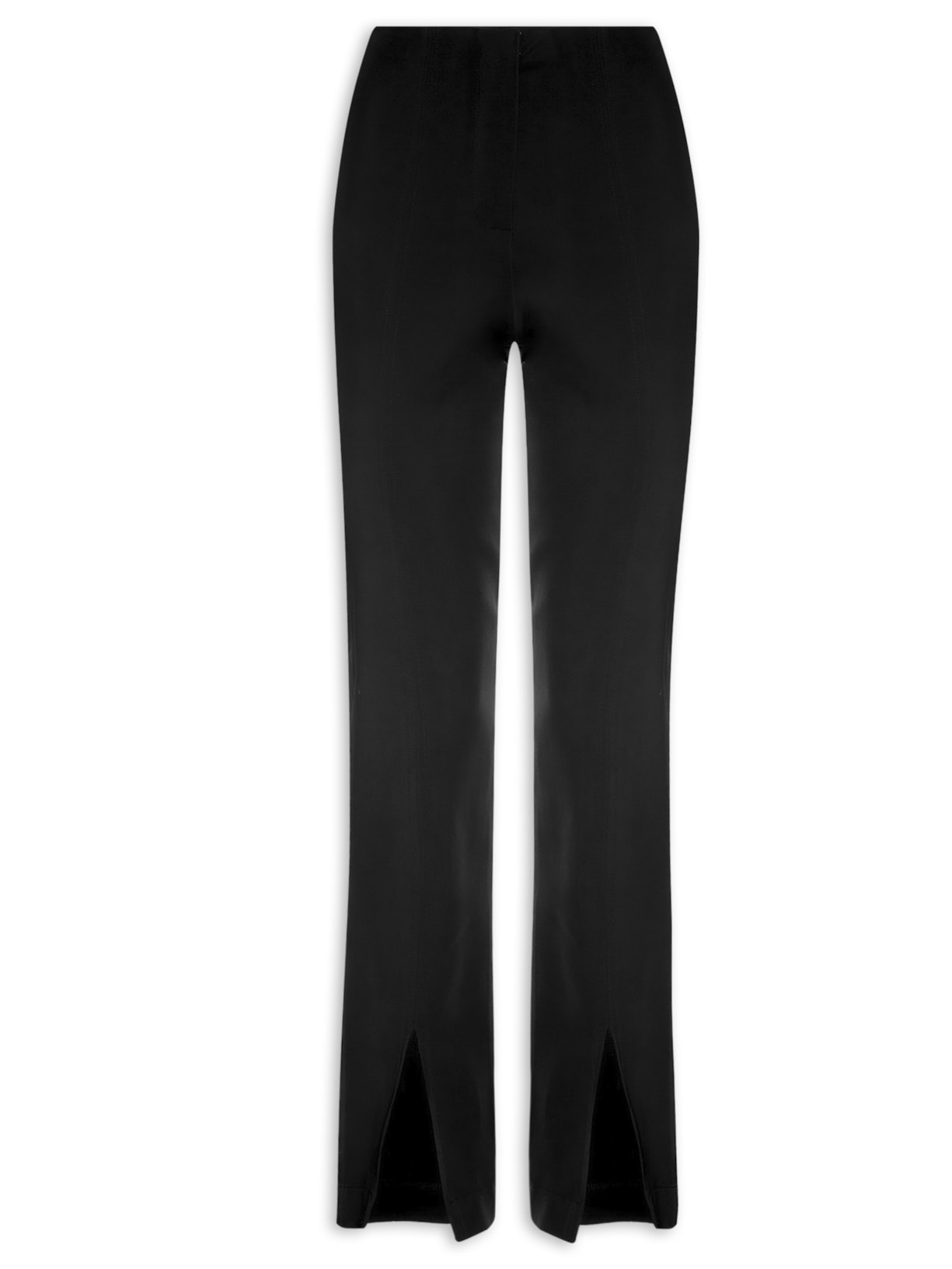 Calça Feminina Reta Cintura Alta Em Crepe - Preto