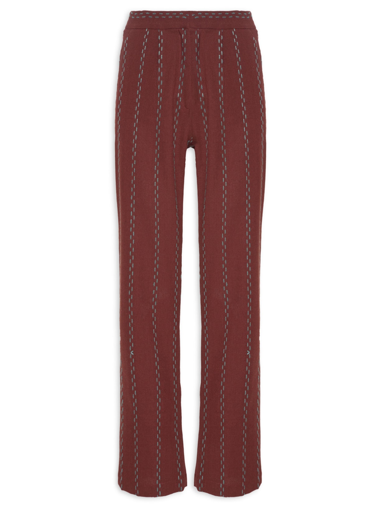 Calça Feminina Reta Cintura Alta - Marrom