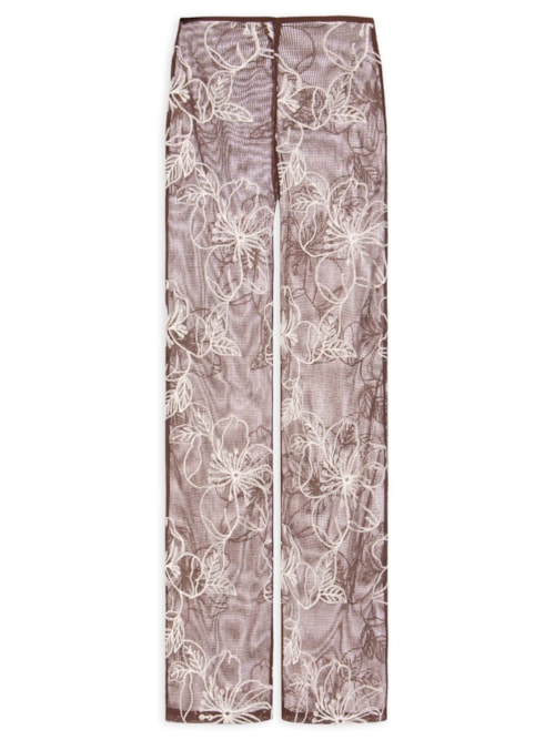 Calça Feminina Reta Cintura Alta - Marrom