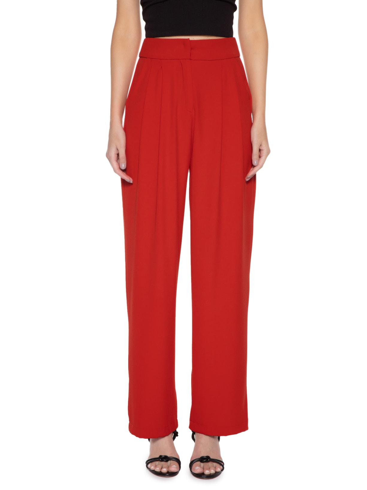 Calça Feminina Reta Cintura Alta Vermelho '2Essential