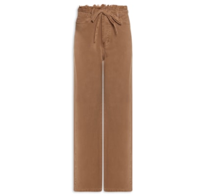 Calça Feminina Reta Cintura Baixa Sarja Color - Marrom