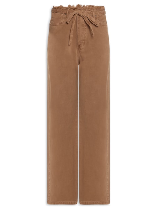 Calça Feminina Reta Cintura Baixa Sarja Color - Marrom