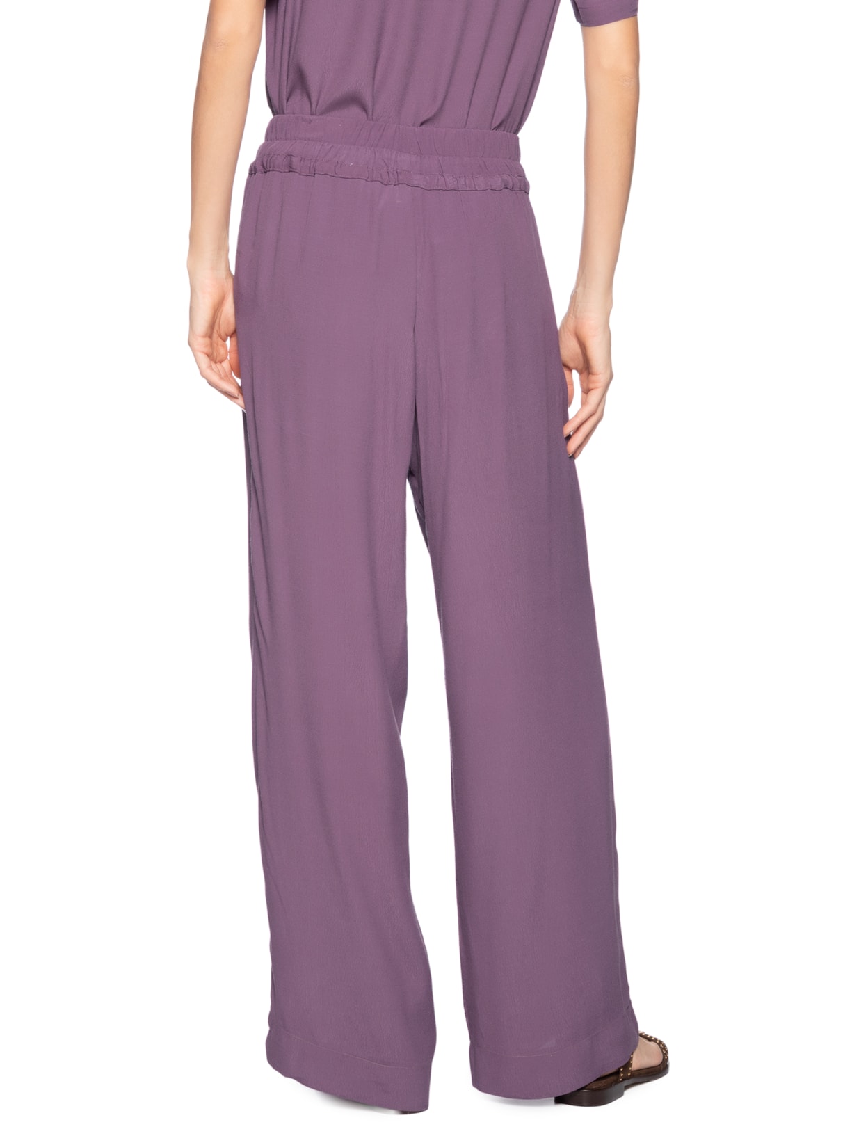 Calça Feminina Reta Cintura Elástico Roxo Maria Filó