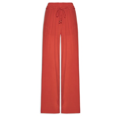 Calça Feminina Reta Cintura Elástico - Vermelho