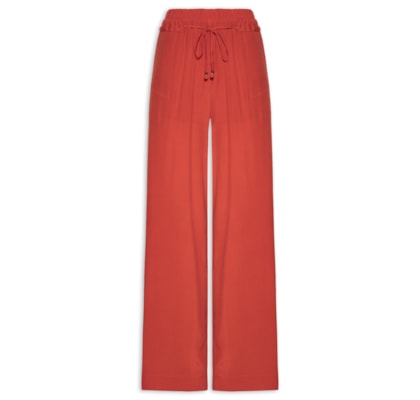Calça Feminina Reta Cintura Elástico - Vermelho