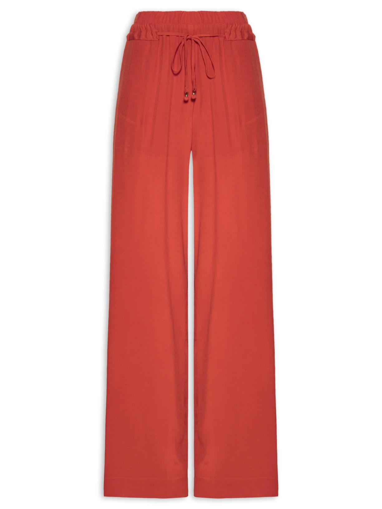 Calça Feminina Reta Cintura Elástico - Vermelho
