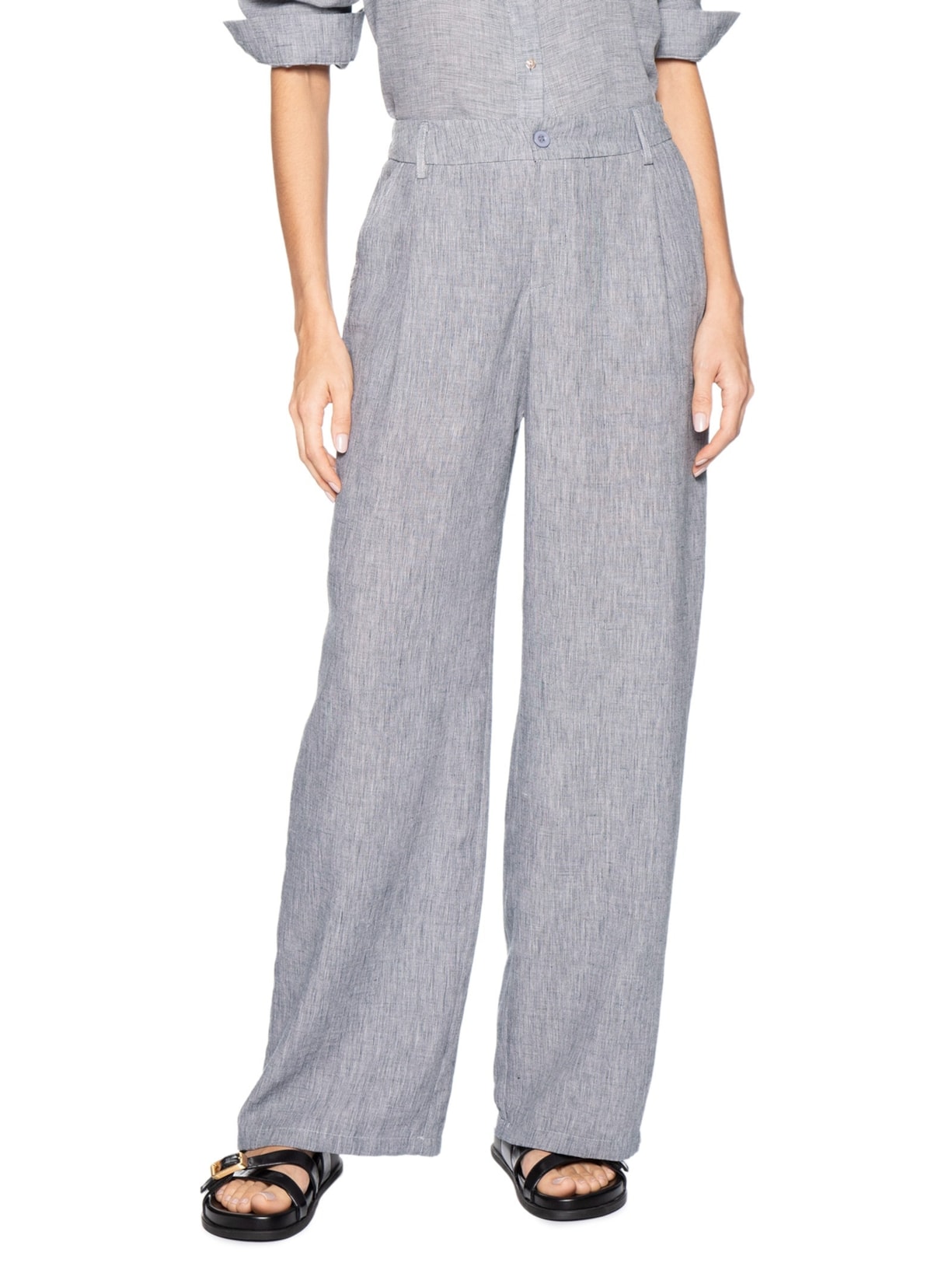 Calça Feminina Reta Cinza Basiq