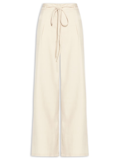 Calça Feminina Reta Com Amarração - Off White