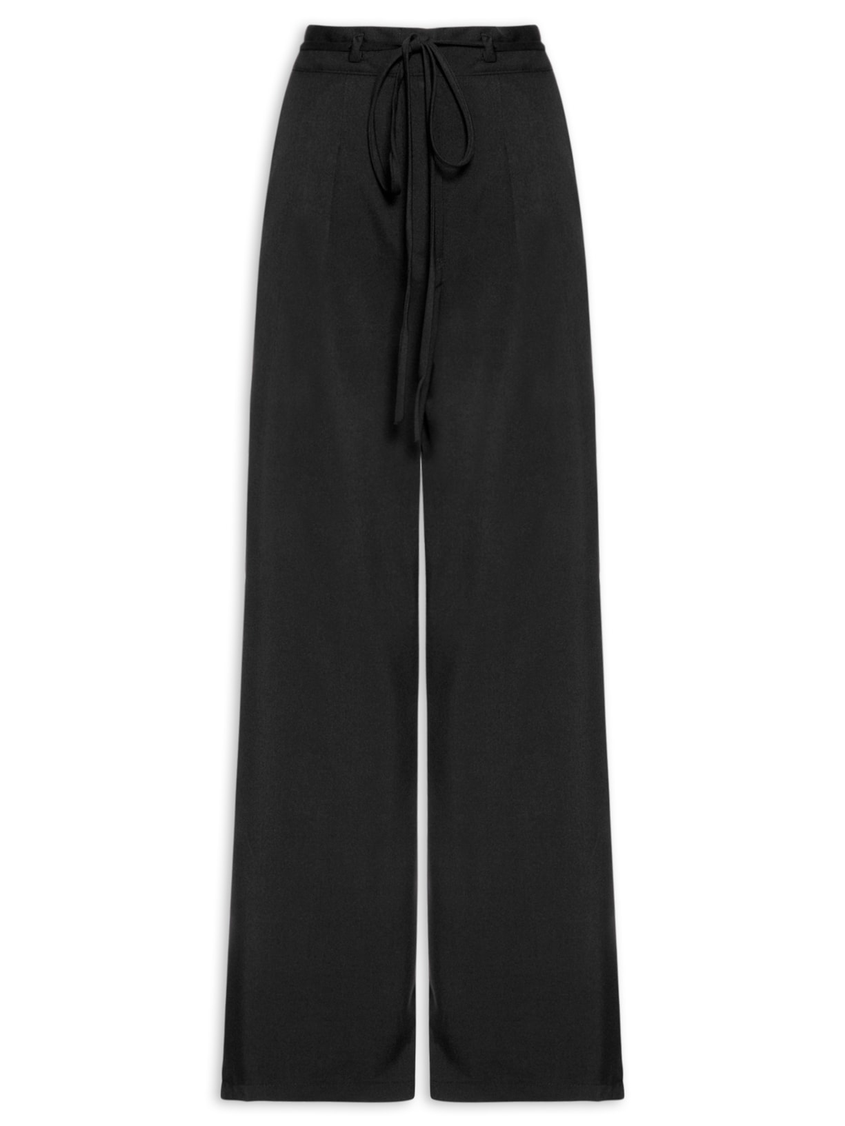 Calça Feminina Reta Com Amarração - Preto