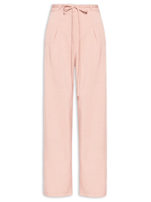 Calça Feminina Reta Com Amarração - Rosa