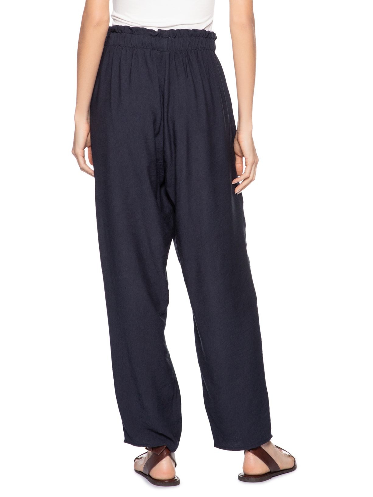 Calça Feminina Reta Com Bolso Azul Basiq