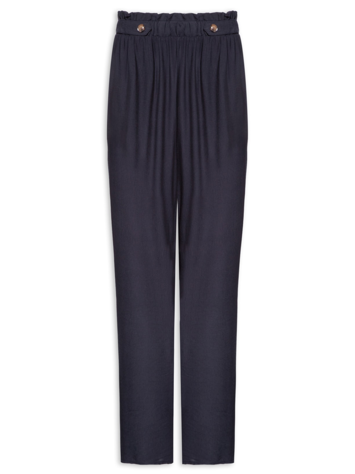 Calça Feminina Reta Com Bolso Azul Basiq