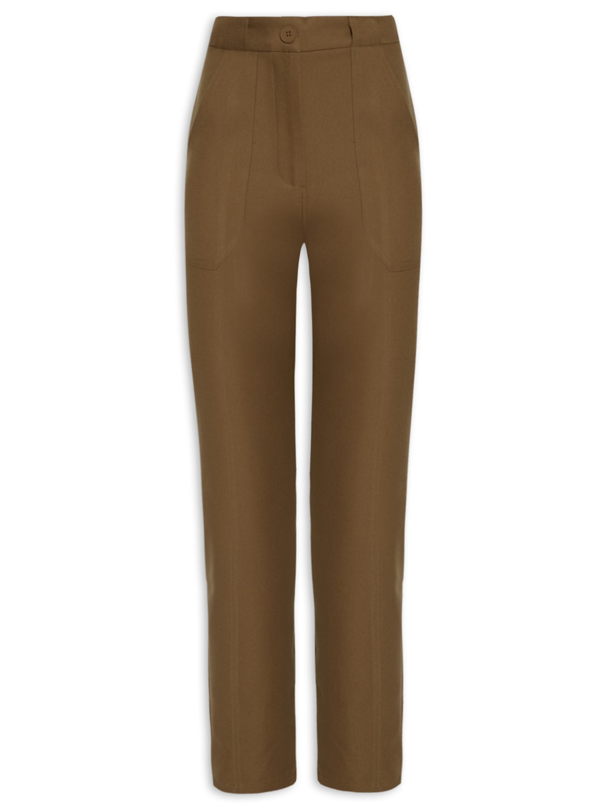 Calça Feminina Reta Com Bolso - Marrom