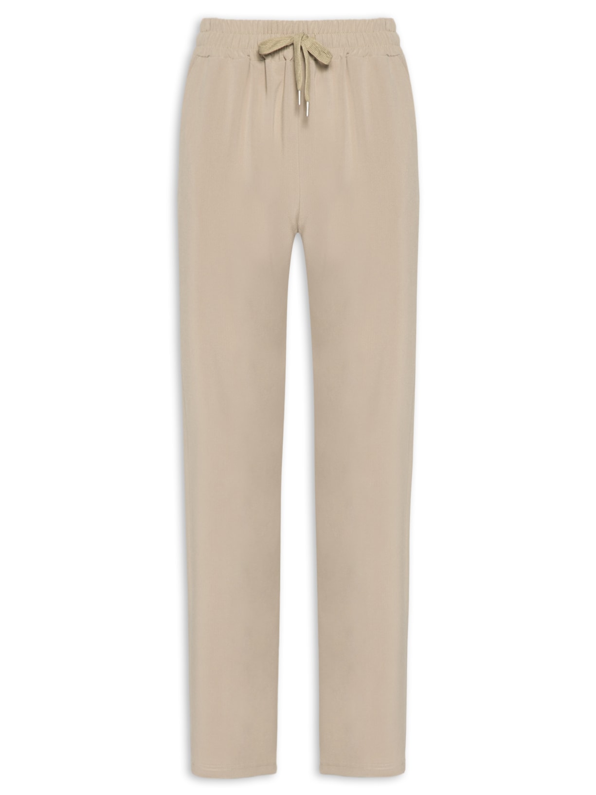 Calça Feminina Reta Com Cordão Bege Basiq