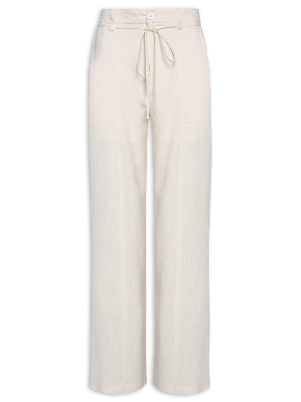Calça Feminina Reta Com Cordão De Amarração Removível - Off White